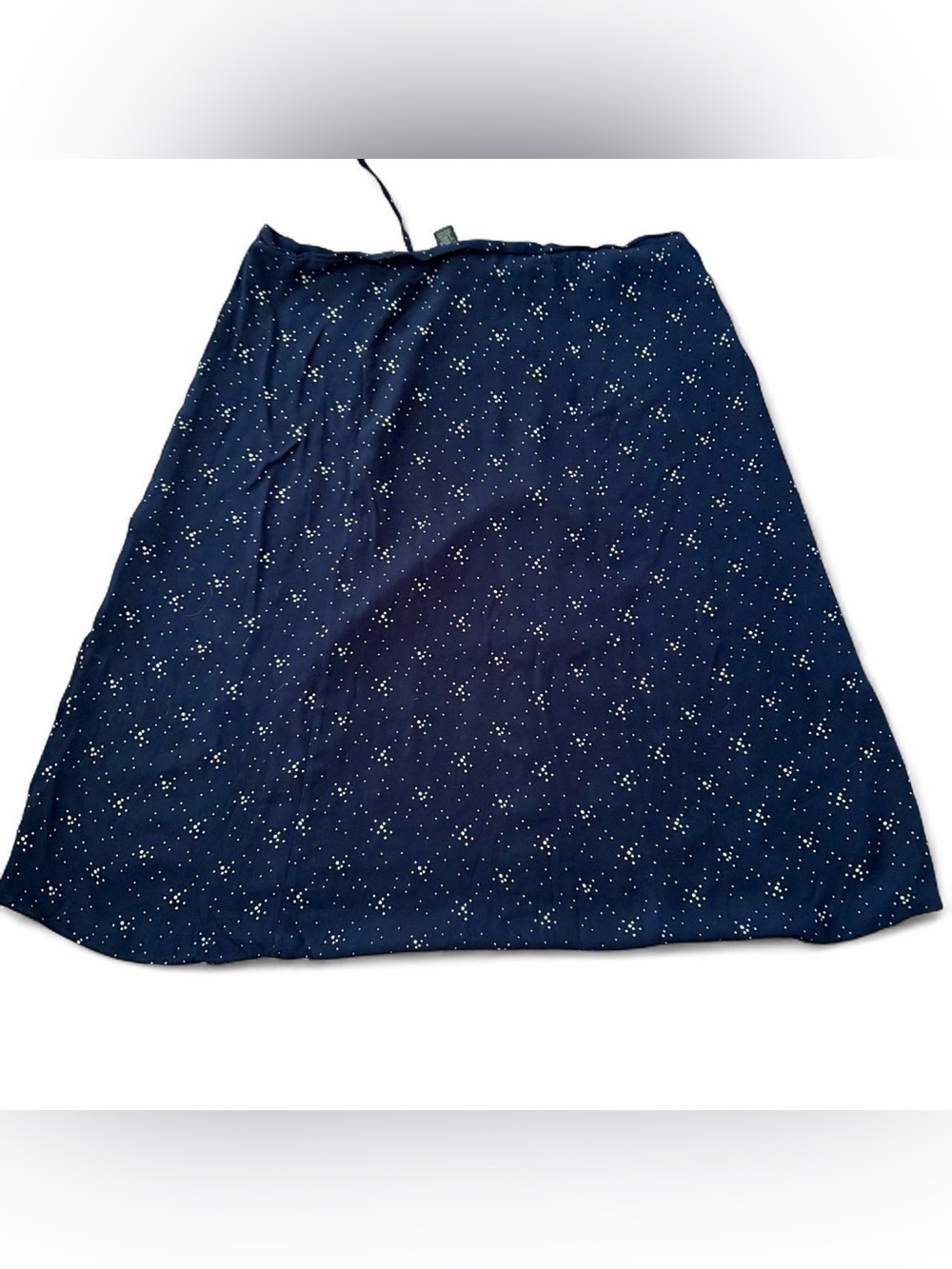 L.L.Bean Women's Navy Blue with White Polka Dots Midi Skirt Sz L Petite